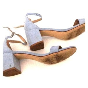 A New Day Light Blue Faux Suede Block Heel Sandal